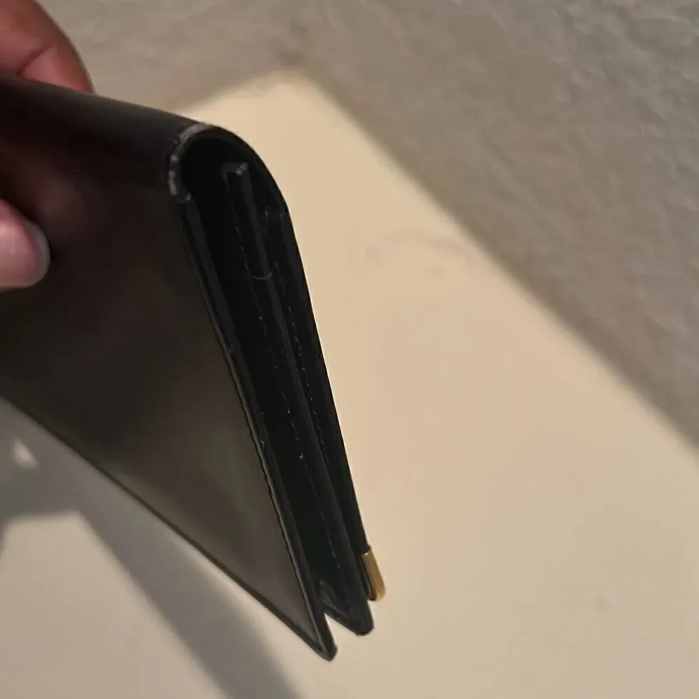 Dunhill Foldover Long Wallet Black Leather Checkbook Cardholder Travel Buisness